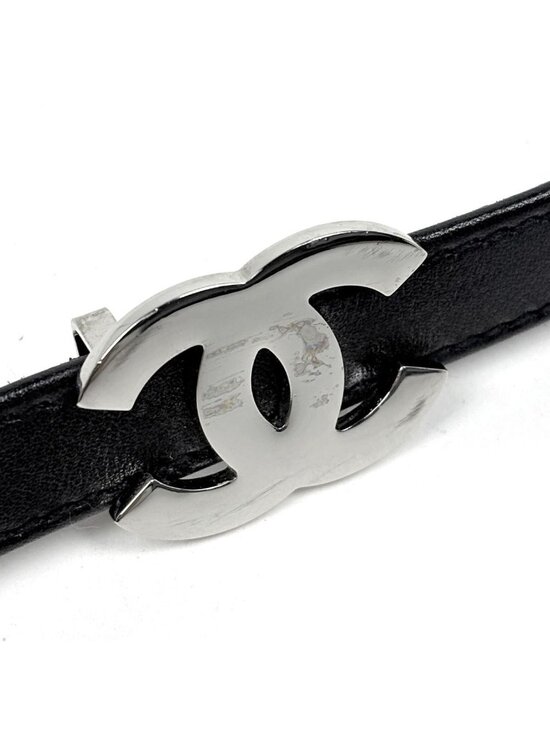 Chanel CC Logo Belt 97 Leather Black